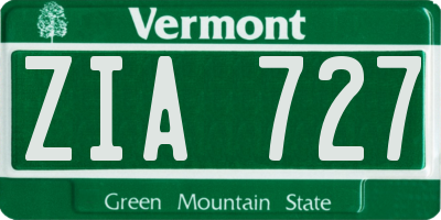 VT license plate ZIA727