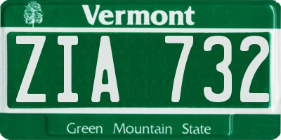 VT license plate ZIA732