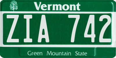 VT license plate ZIA742