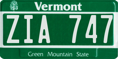 VT license plate ZIA747