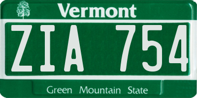 VT license plate ZIA754