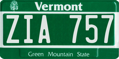 VT license plate ZIA757
