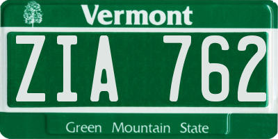 VT license plate ZIA762
