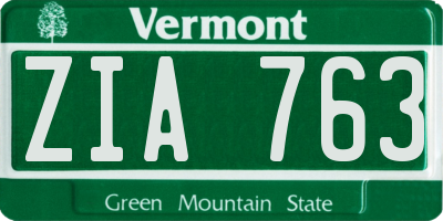 VT license plate ZIA763