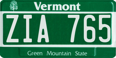VT license plate ZIA765