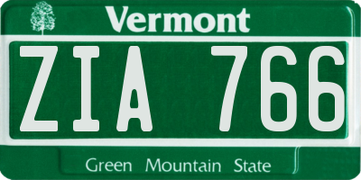 VT license plate ZIA766