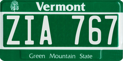 VT license plate ZIA767