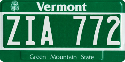 VT license plate ZIA772