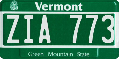 VT license plate ZIA773