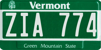 VT license plate ZIA774