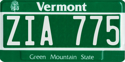VT license plate ZIA775