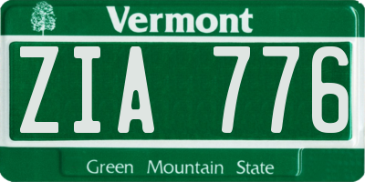 VT license plate ZIA776