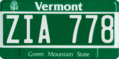 VT license plate ZIA778