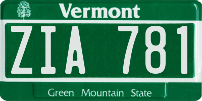 VT license plate ZIA781
