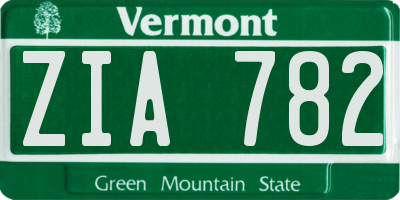 VT license plate ZIA782