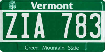 VT license plate ZIA783