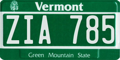 VT license plate ZIA785