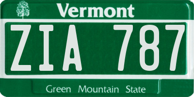 VT license plate ZIA787