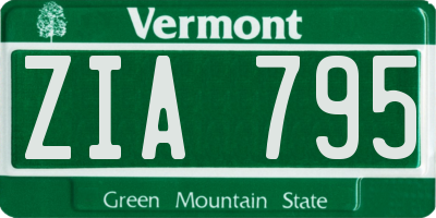 VT license plate ZIA795
