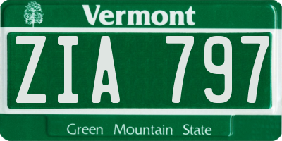 VT license plate ZIA797