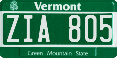 VT license plate ZIA805