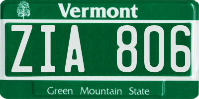 VT license plate ZIA806