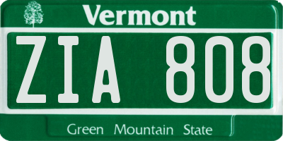 VT license plate ZIA808