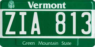 VT license plate ZIA813