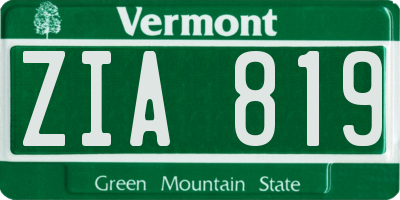 VT license plate ZIA819