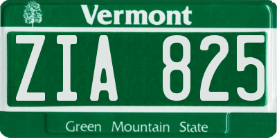 VT license plate ZIA825