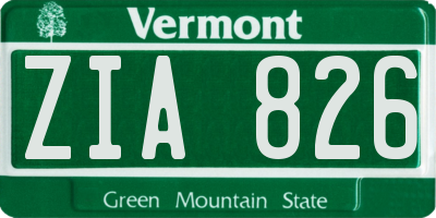 VT license plate ZIA826