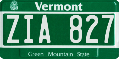 VT license plate ZIA827