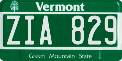 VT license plate ZIA829