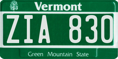 VT license plate ZIA830