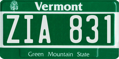 VT license plate ZIA831