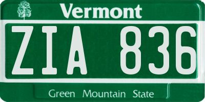 VT license plate ZIA836