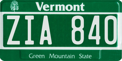 VT license plate ZIA840