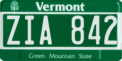 VT license plate ZIA842