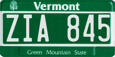 VT license plate ZIA845