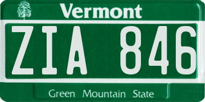 VT license plate ZIA846