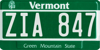 VT license plate ZIA847