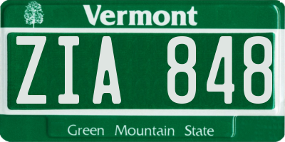 VT license plate ZIA848