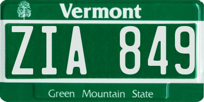 VT license plate ZIA849