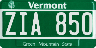 VT license plate ZIA850
