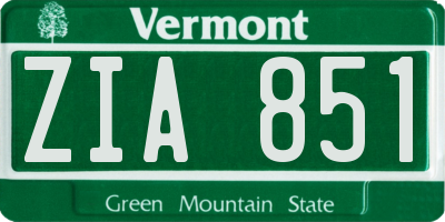 VT license plate ZIA851