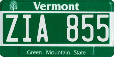 VT license plate ZIA855