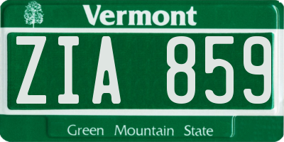 VT license plate ZIA859