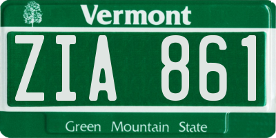 VT license plate ZIA861