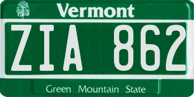 VT license plate ZIA862