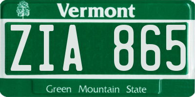 VT license plate ZIA865